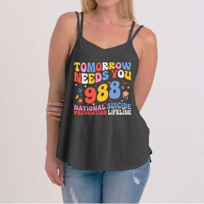 Retro Tomorrow Needs You 988 Suicide Prevention Awareness Women's Strappy Tank