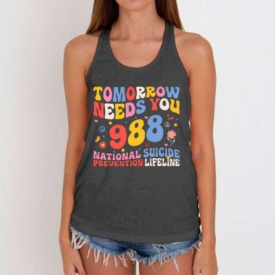 Retro Tomorrow Needs You 988 Suicide Prevention Awareness Women's Knotted Racerback Tank