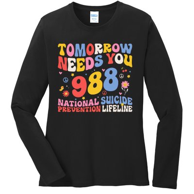 Retro Tomorrow Needs You 988 Suicide Prevention Awareness Ladies Long Sleeve Shirt