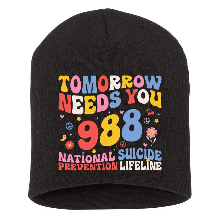 Retro Tomorrow Needs You 988 Suicide Prevention Awareness Short Acrylic Beanie