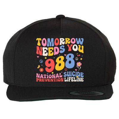 Retro Tomorrow Needs You 988 Suicide Prevention Awareness Wool Snapback Cap