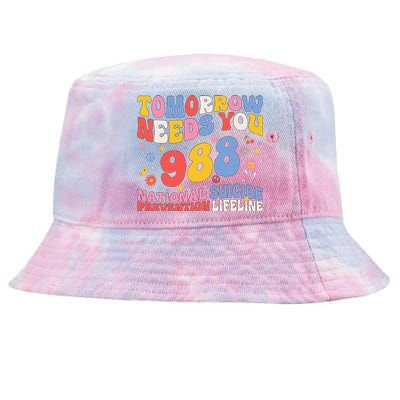 Retro Tomorrow Needs You 988 Suicide Prevention Awareness Tie-Dyed Bucket Hat