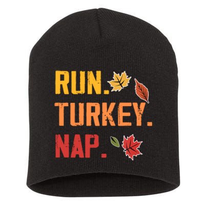 Run Turkey Nap Thanksgiving Funny Turkey Trot Running Short Acrylic Beanie