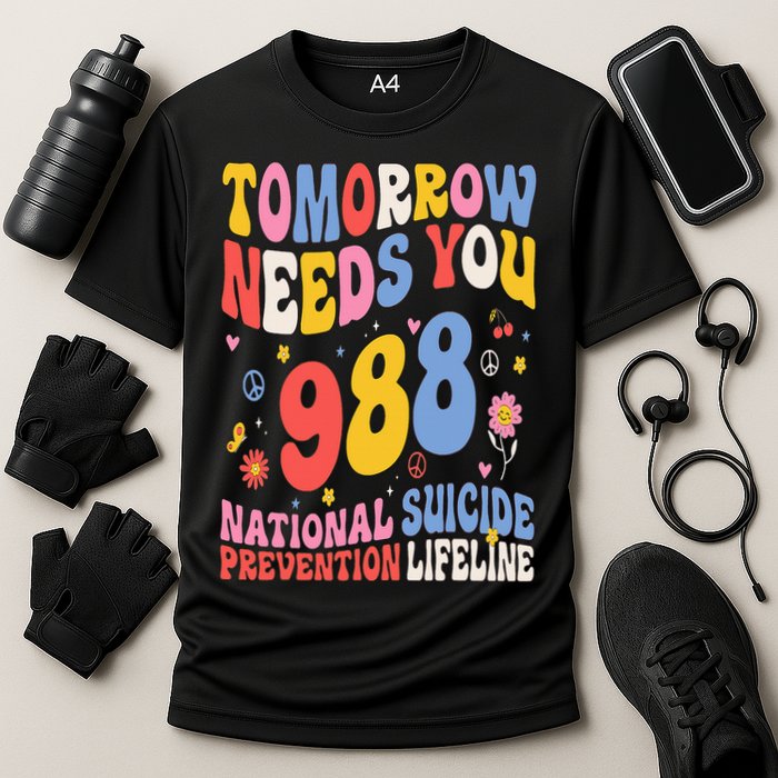 Retro Tomorrow Needs You 988 Suicide Prevention Awareness Cooling Performance Crew T-Shirt