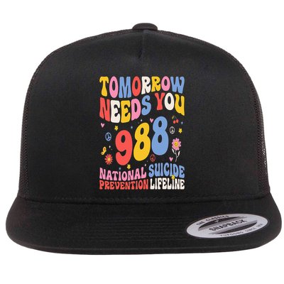 Retro Tomorrow Needs You 988 Suicide Prevention Awareness Flat Bill Trucker Hat