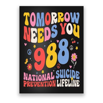 Retro Tomorrow Needs You 988 Suicide Prevention Awareness Poster