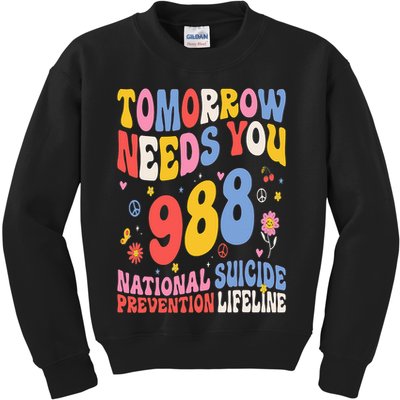 Retro Tomorrow Needs You 988 Suicide Prevention Awareness Kids Sweatshirt