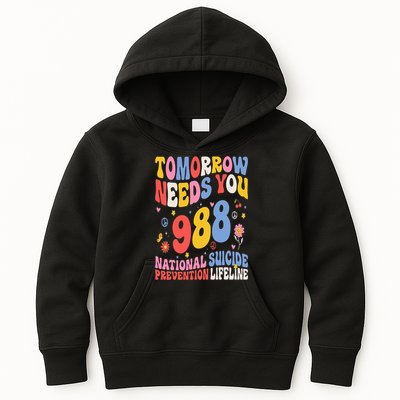 Retro Tomorrow Needs You 988 Suicide Prevention Awareness Kids Hoodie
