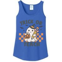 Retro Trick Or Teach Halloween Teacher Ghost Spooky Season Gift Ladies Essential Tank