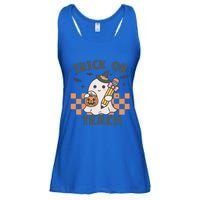 Retro Trick Or Teach Halloween Teacher Ghost Spooky Season Gift Ladies Essential Flowy Tank