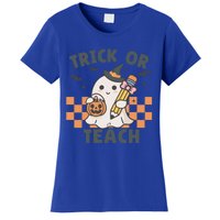 Retro Trick Or Teach Halloween Teacher Ghost Spooky Season Gift Women's T-Shirt