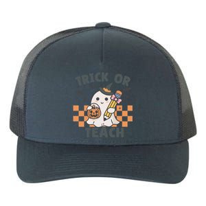 Retro Trick Or Teach Halloween Teacher Ghost Spooky Season Gift Yupoong Adult 5-Panel Trucker Hat