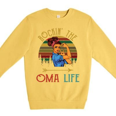 Rockin The Oma Life Grandparents Day For Oma Premium Crewneck Sweatshirt