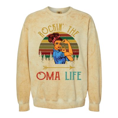 Rockin The Oma Life Grandparents Day For Oma Colorblast Crewneck Sweatshirt