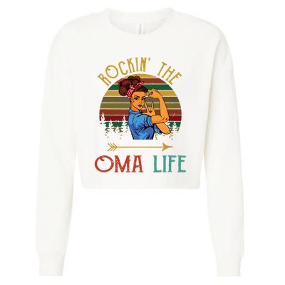 Rockin The Oma Life Grandparents Day For Oma Cropped Pullover Crew