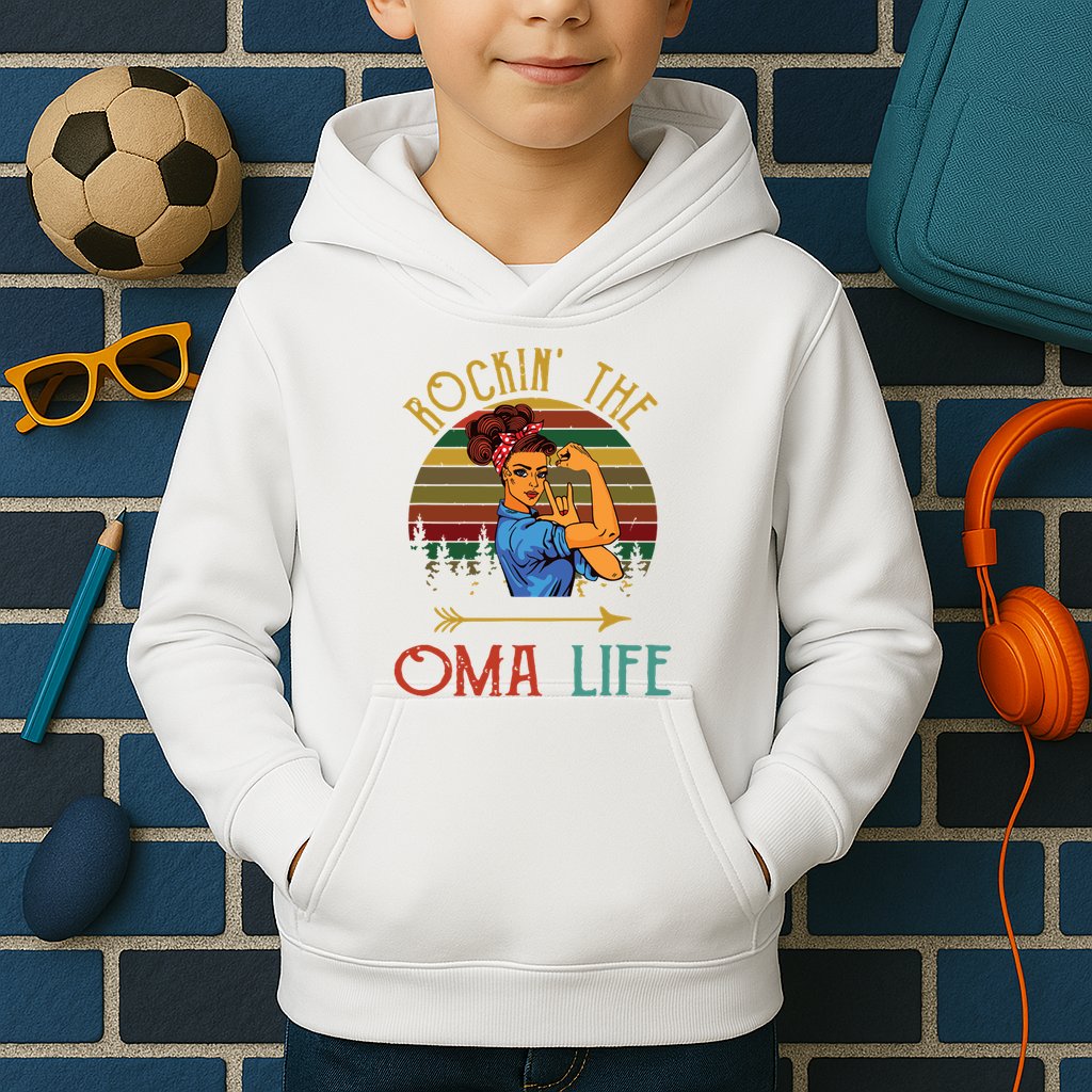 Rockin The Oma Life Grandparents Day For Oma Kids Hoodie