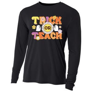 Retro Trick Or Teach Ghost Teacher Halloween Costume Cooling Performance Long Sleeve Crew