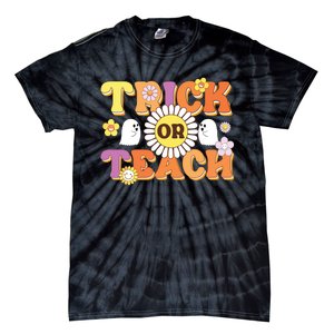 Retro Trick Or Teach Ghost Teacher Halloween Costume Tie-Dye T-Shirt