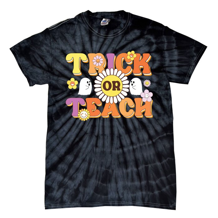 Retro Trick Or Teach Ghost Teacher Halloween Costume Tie-Dye T-Shirt