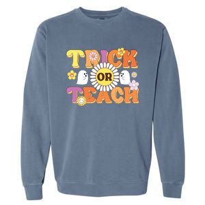 Retro Trick Or Teach Ghost Teacher Halloween Costume Garment-Dyed Sweatshirt