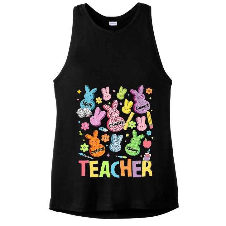 Retro Teacher Of Sweet Bunny Cute Teacher Easter Day Ladies PosiCharge Tri-Blend Wicking Tank