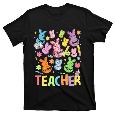 Retro Teacher Of Sweet Bunny Cute Teacher Easter Day T-Shirt