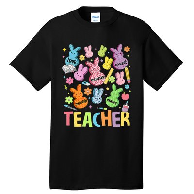 Retro Teacher Of Sweet Bunny Cute Teacher Easter Day Tall T-Shirt