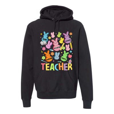 Retro Teacher Of Sweet Bunny Cute Teacher Easter Day Premium Hoodie