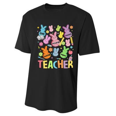 Retro Teacher Of Sweet Bunny Cute Teacher Easter Day Performance Sprint T-Shirt