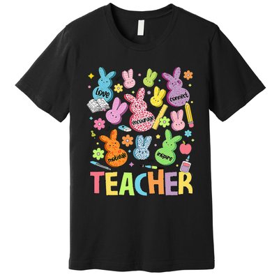 Retro Teacher Of Sweet Bunny Cute Teacher Easter Day Premium T-Shirt