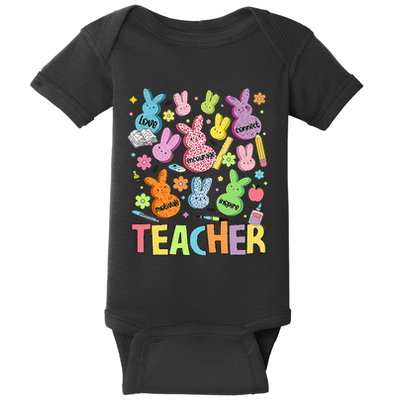 Retro Teacher Of Sweet Bunny Cute Teacher Easter Day Baby Bodysuit