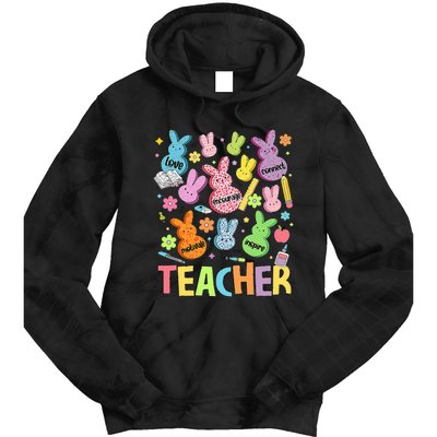 Retro Teacher Of Sweet Bunny Cute Teacher Easter Day Tie Dye Hoodie