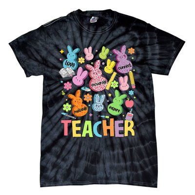 Retro Teacher Of Sweet Bunny Cute Teacher Easter Day Tie-Dye T-Shirt