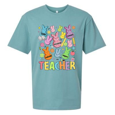 Retro Teacher Of Sweet Bunny Cute Teacher Easter Day Sueded Cloud Jersey T-Shirt