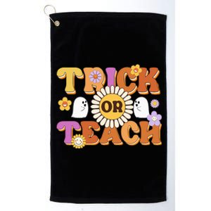 Retro Trick Or Teach Ghost Teacher Halloween Costume Platinum Collection Golf Towel