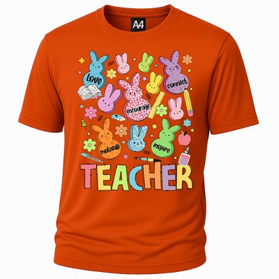 Retro Teacher Of Sweet Bunny Cute Teacher Easter Day Cooling Performance Crew T-Shirt