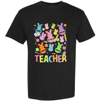 Retro Teacher Of Sweet Bunny Cute Teacher Easter Day Garment-Dyed Heavyweight T-Shirt