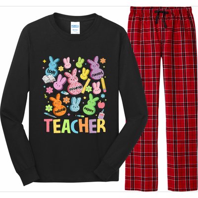 Retro Teacher Of Sweet Bunny Cute Teacher Easter Day Long Sleeve Pajama Set