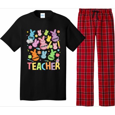 Retro Teacher Of Sweet Bunny Cute Teacher Easter Day Pajama Set