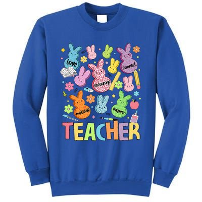 Retro Teacher Of Sweet Bunny Cute Teacher Easter Day Sweatshirt