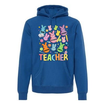 Retro Teacher Of Sweet Bunny Cute Teacher Easter Day Premium Hoodie