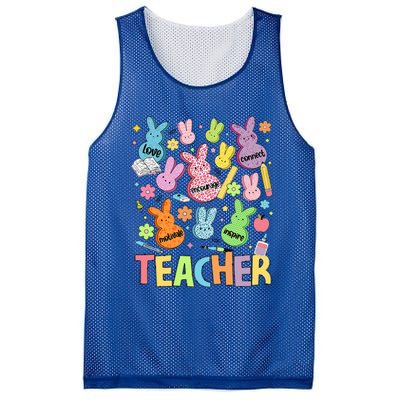 Retro Teacher Of Sweet Bunny Cute Teacher Easter Day Mesh Reversible Basketball Jersey Tank