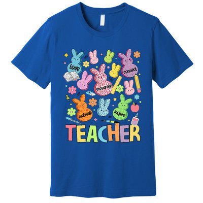 Retro Teacher Of Sweet Bunny Cute Teacher Easter Day Premium T-Shirt