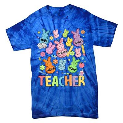 Retro Teacher Of Sweet Bunny Cute Teacher Easter Day Tie-Dye T-Shirt