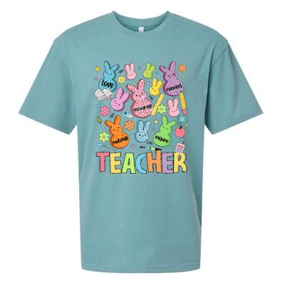 Retro Teacher Of Sweet Bunny Cute Teacher Easter Day Sueded Cloud Jersey T-Shirt