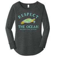 Respect The Ocean Protect Sea Turtle Women's Perfect Tri Tunic Long Sleeve Shirt