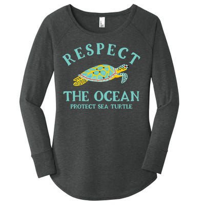 Respect The Ocean Protect Sea Turtle Women's Perfect Tri Tunic Long Sleeve Shirt