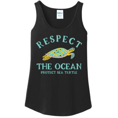 Respect The Ocean Protect Sea Turtle Ladies Essential Tank