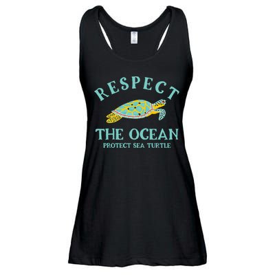 Respect The Ocean Protect Sea Turtle Ladies Essential Flowy Tank