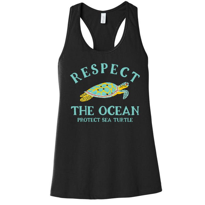 Respect The Ocean Protect Sea Turtle Women's Racerback Tank